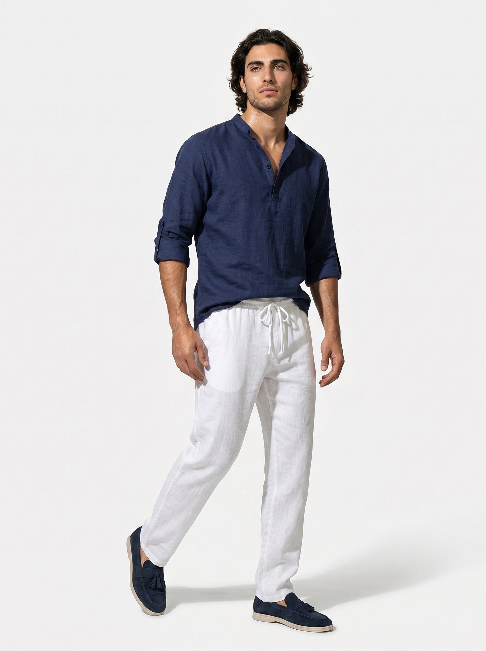 Caurelle | Men’s Linen Style Shirt Lightweight Summer Comfort