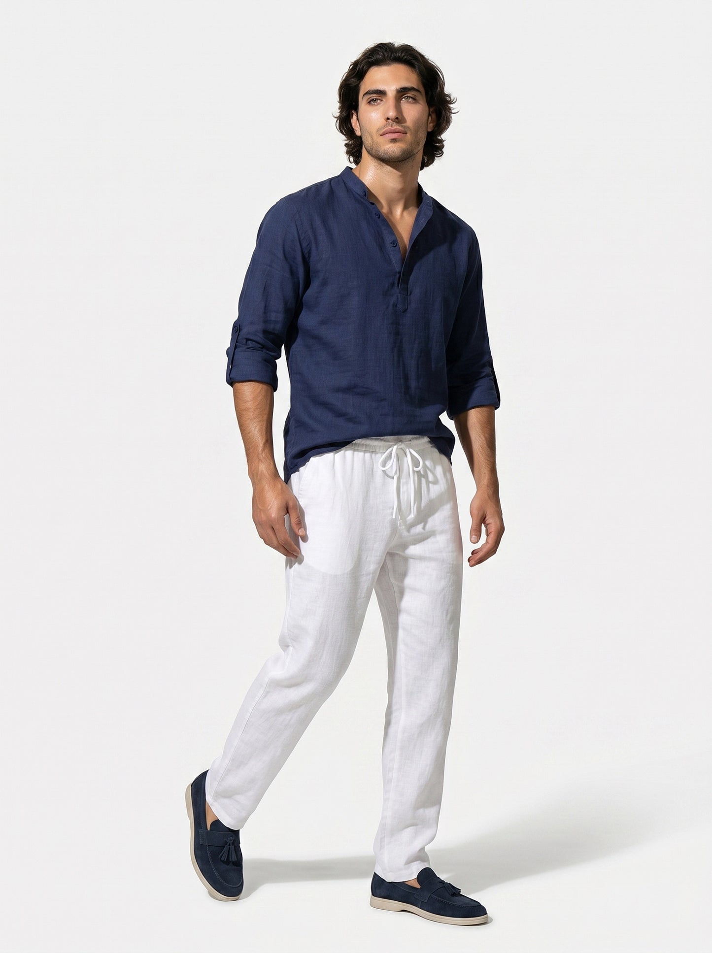 Caurelle | Men’s Linen Style Shirt Lightweight Summer Comfort