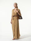 Caurelle | Women’s Lapel Wrap Maxi Dress Elegant Flowing Silhouette