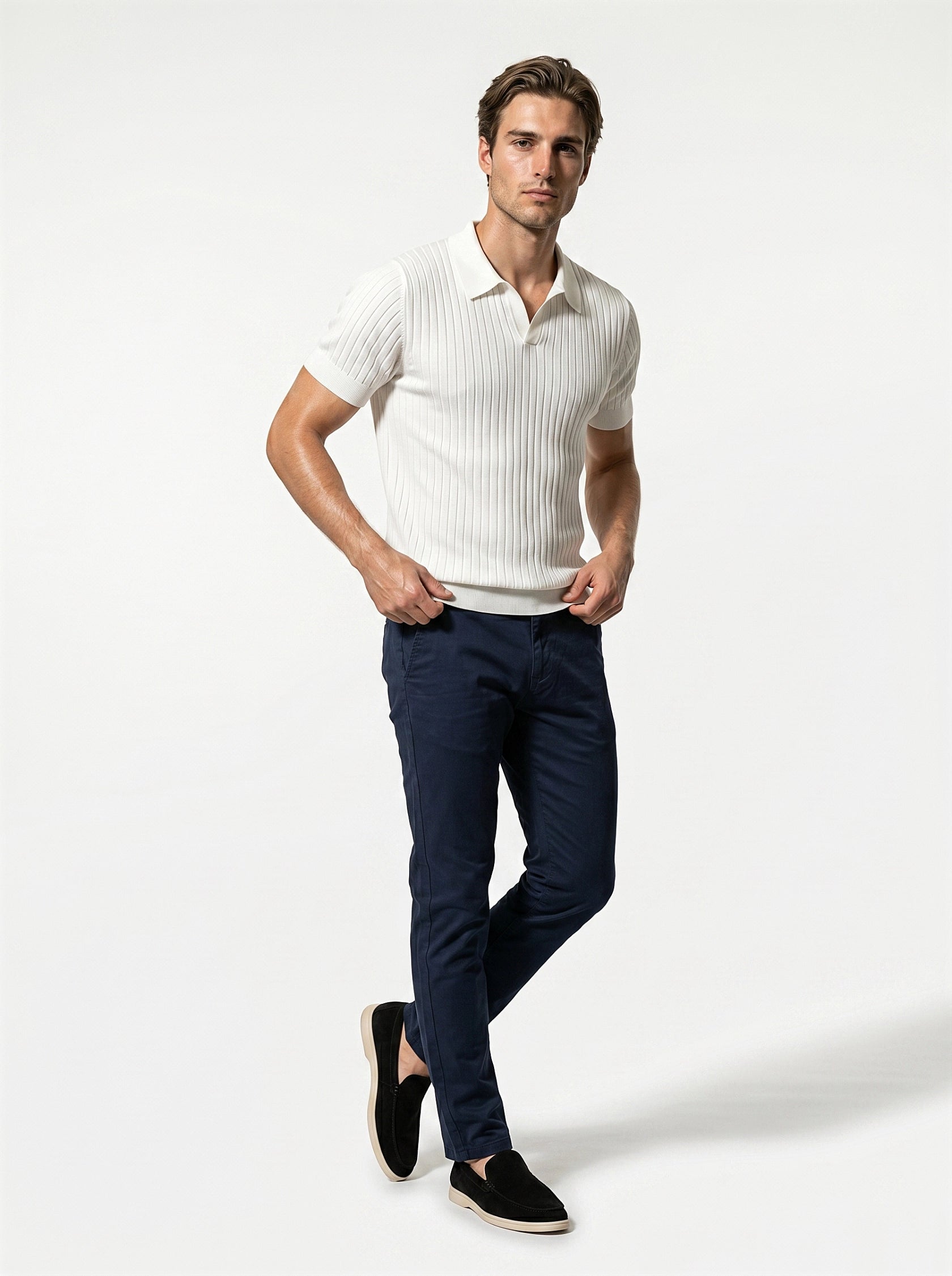 Caurelle | Men’s Textured Knit Polo Shirt
