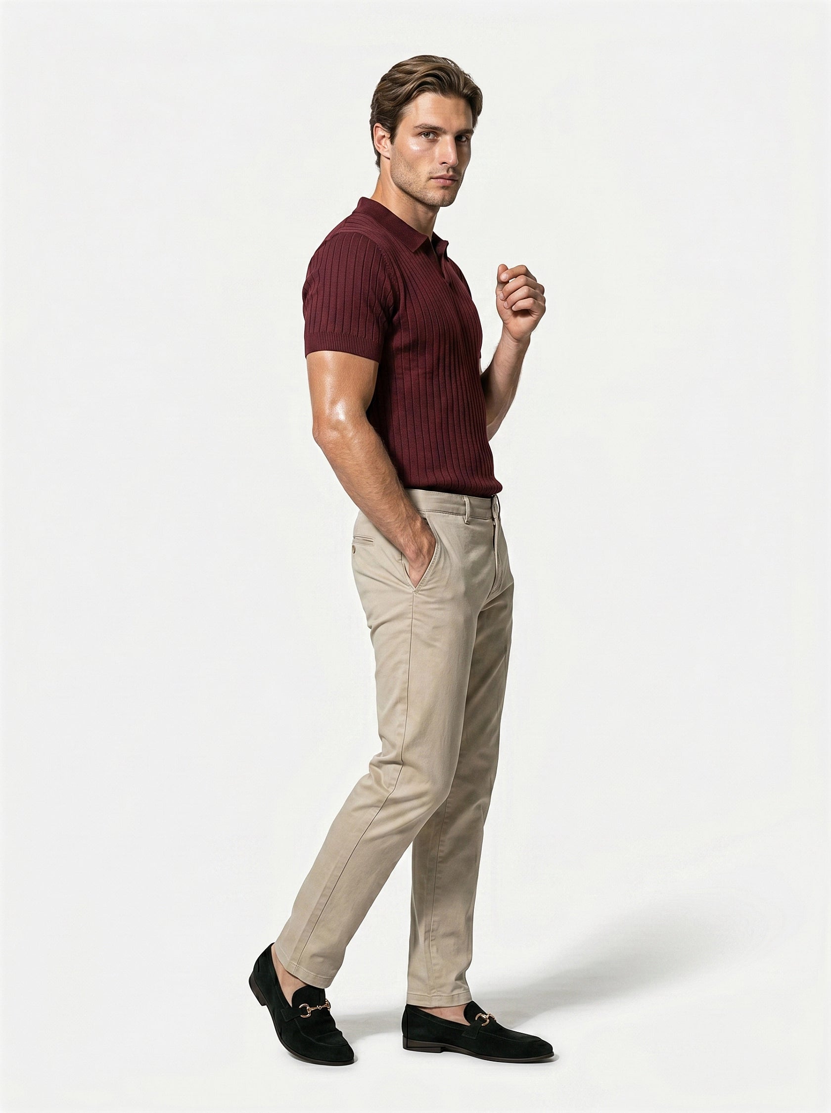 Caurelle | Men’s Textured Knit Polo Shirt