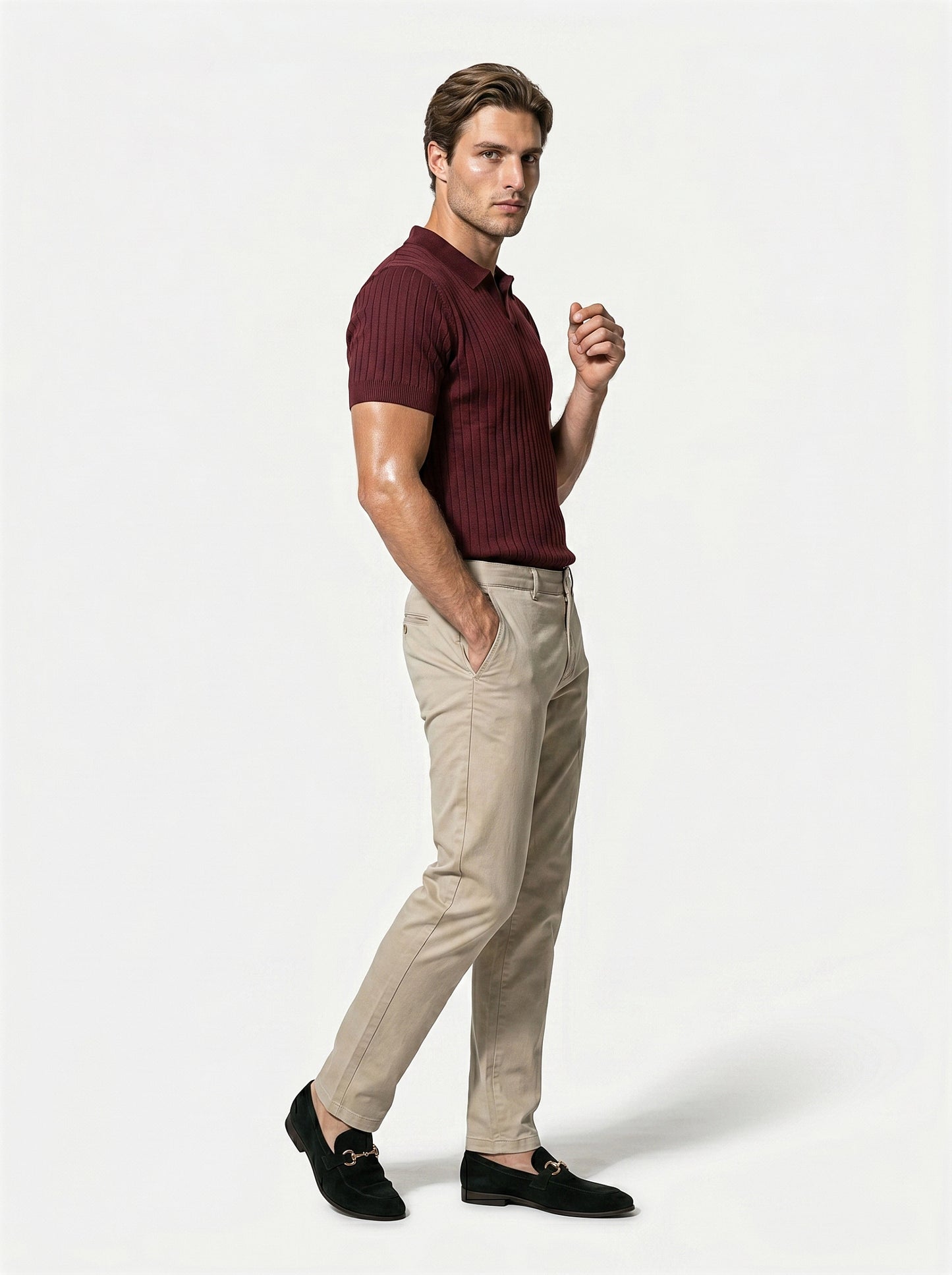 Caurelle | Men’s Textured Knit Polo Shirt