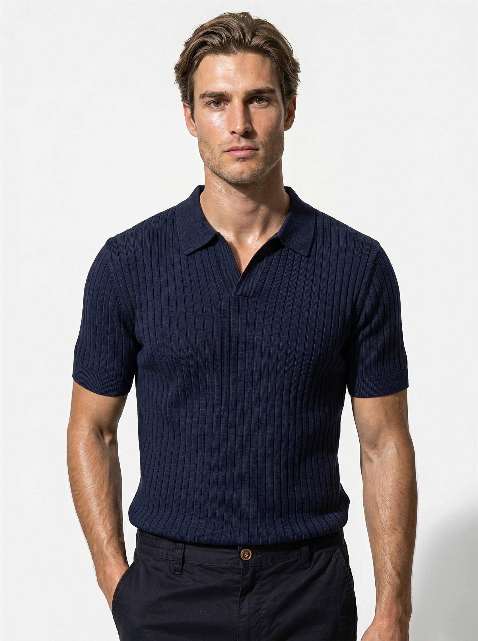 Caurelle | Men’s Textured Knit Polo Shirt
