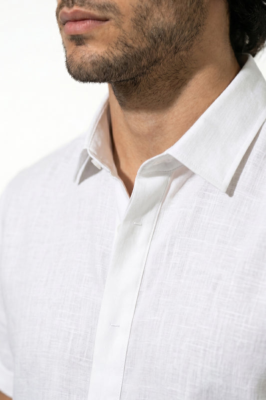 Linen Short Sleeve Shirt Button Up Mens Summer Holiday Beach Top