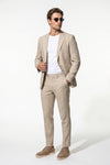 Linen Slim Fit 2 Piece Suit Men - Wedding Guest Trousers Blazer