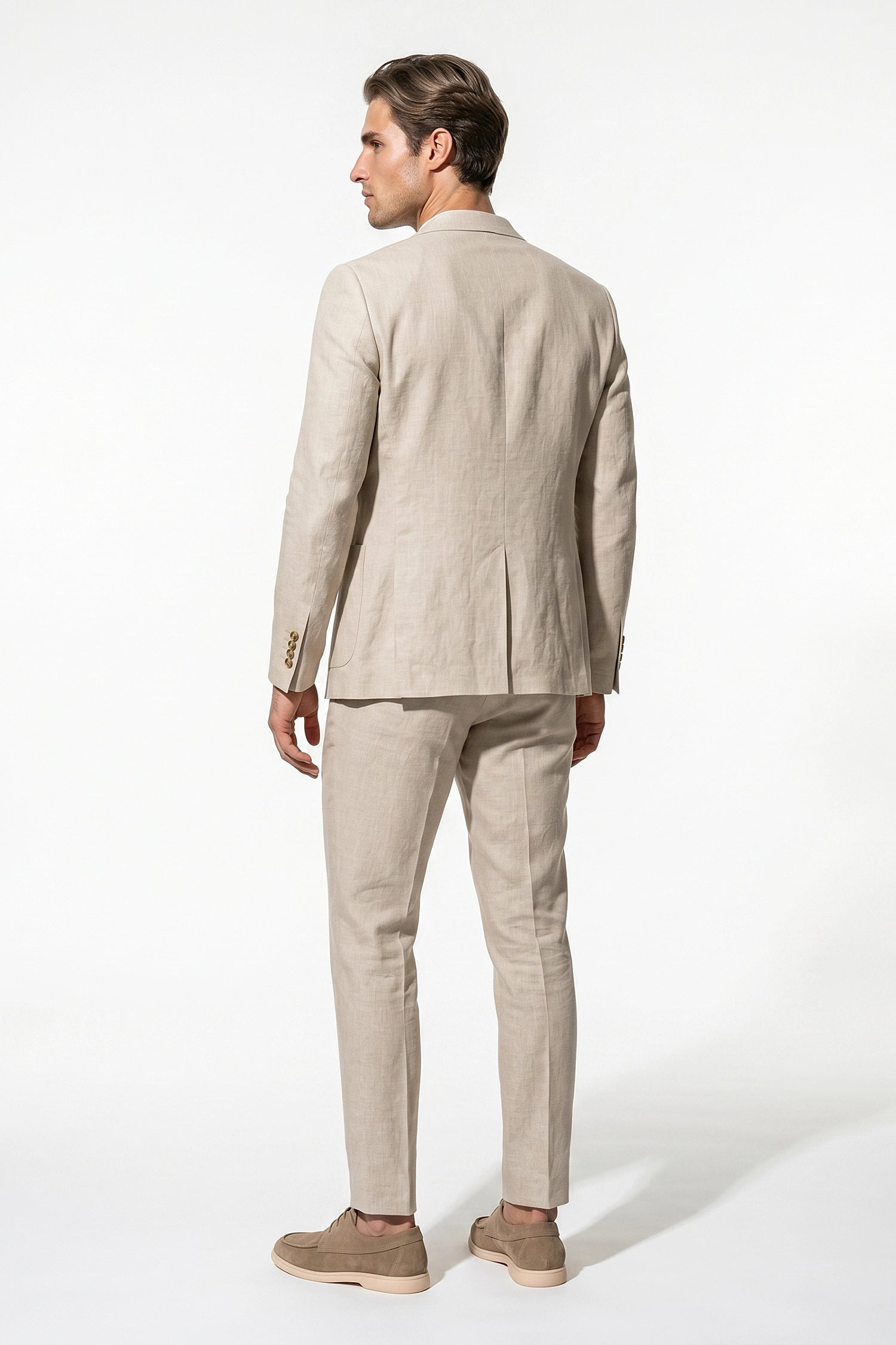 Linen Slim Fit 2 Piece Suit Men - Wedding Guest Trousers Blazer