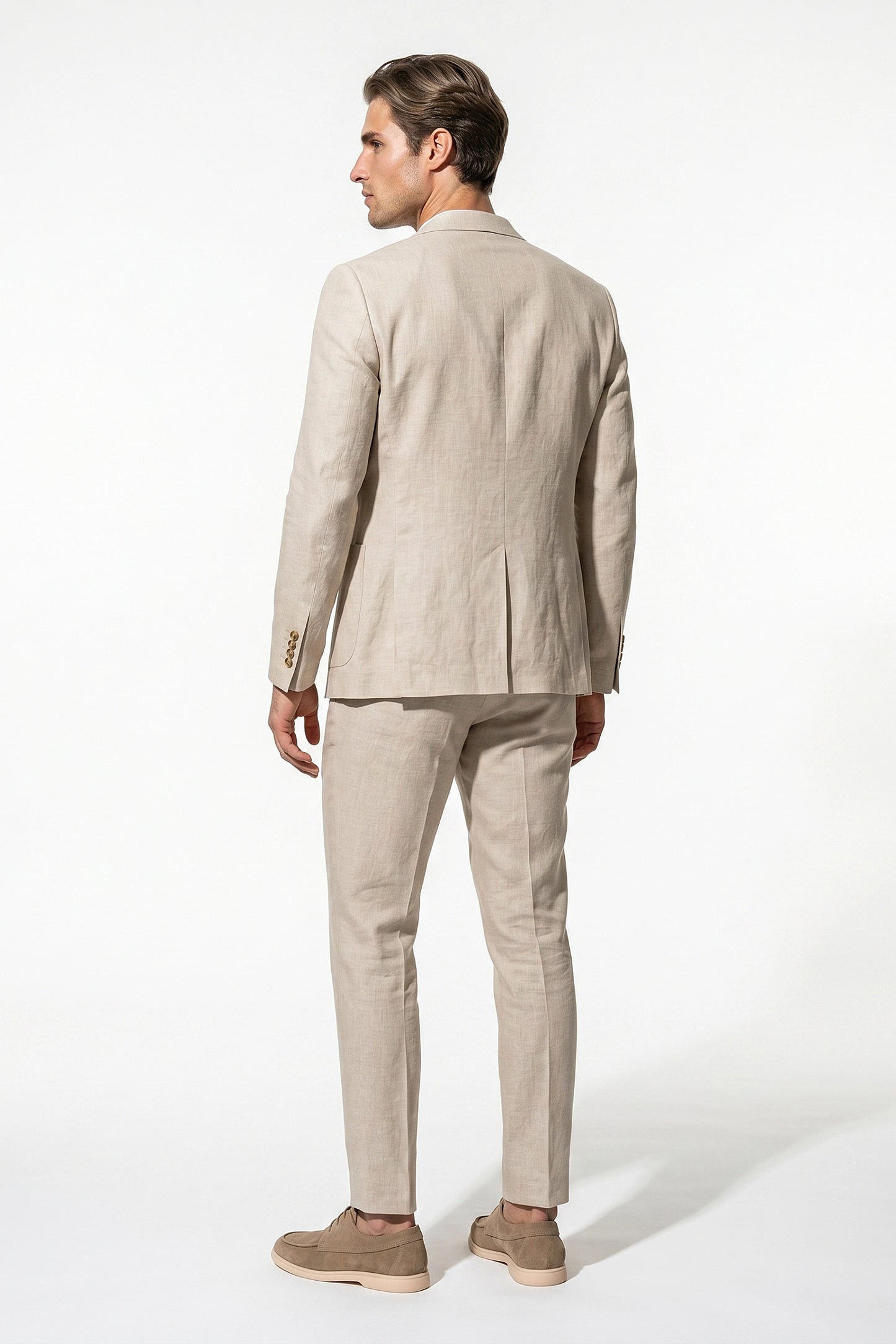 Linen Slim Fit 2 Piece Suit Men - Wedding Guest Trousers Blazer