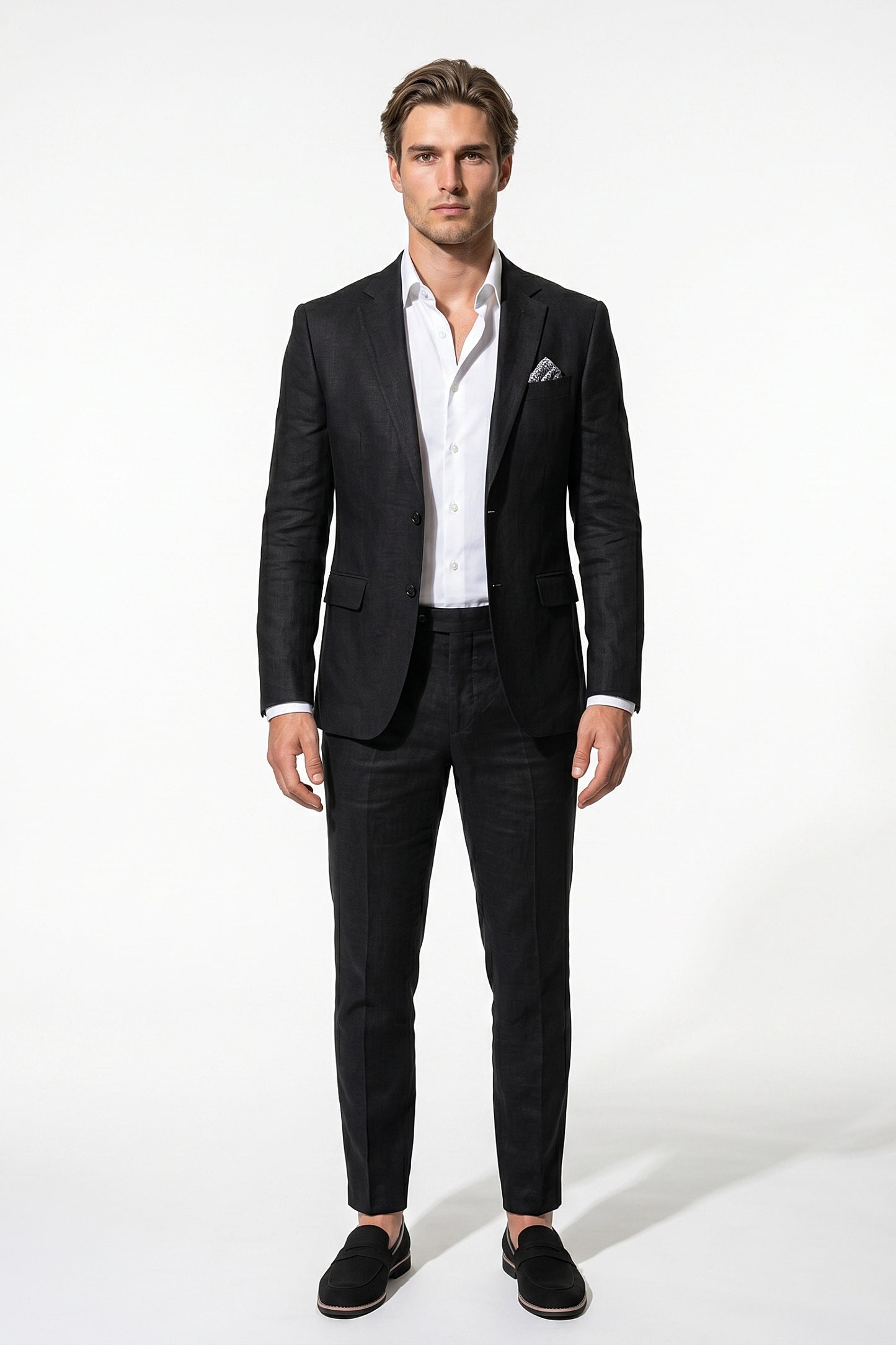 Linen Slim Fit 2 Piece Suit Men - Wedding Guest Trousers Blazer