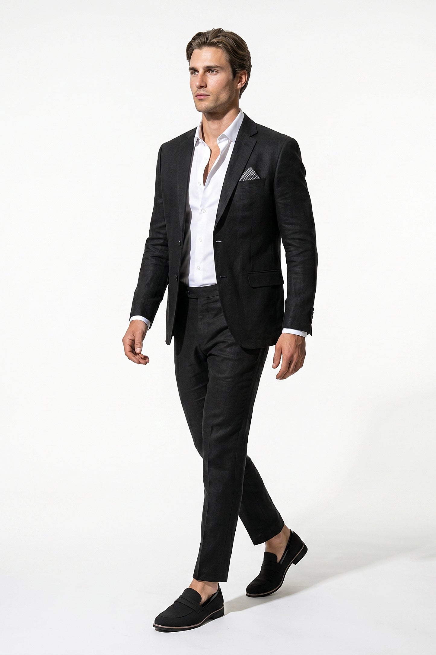 Linen Slim Fit 2 Piece Suit Men - Wedding Guest Trousers Blazer