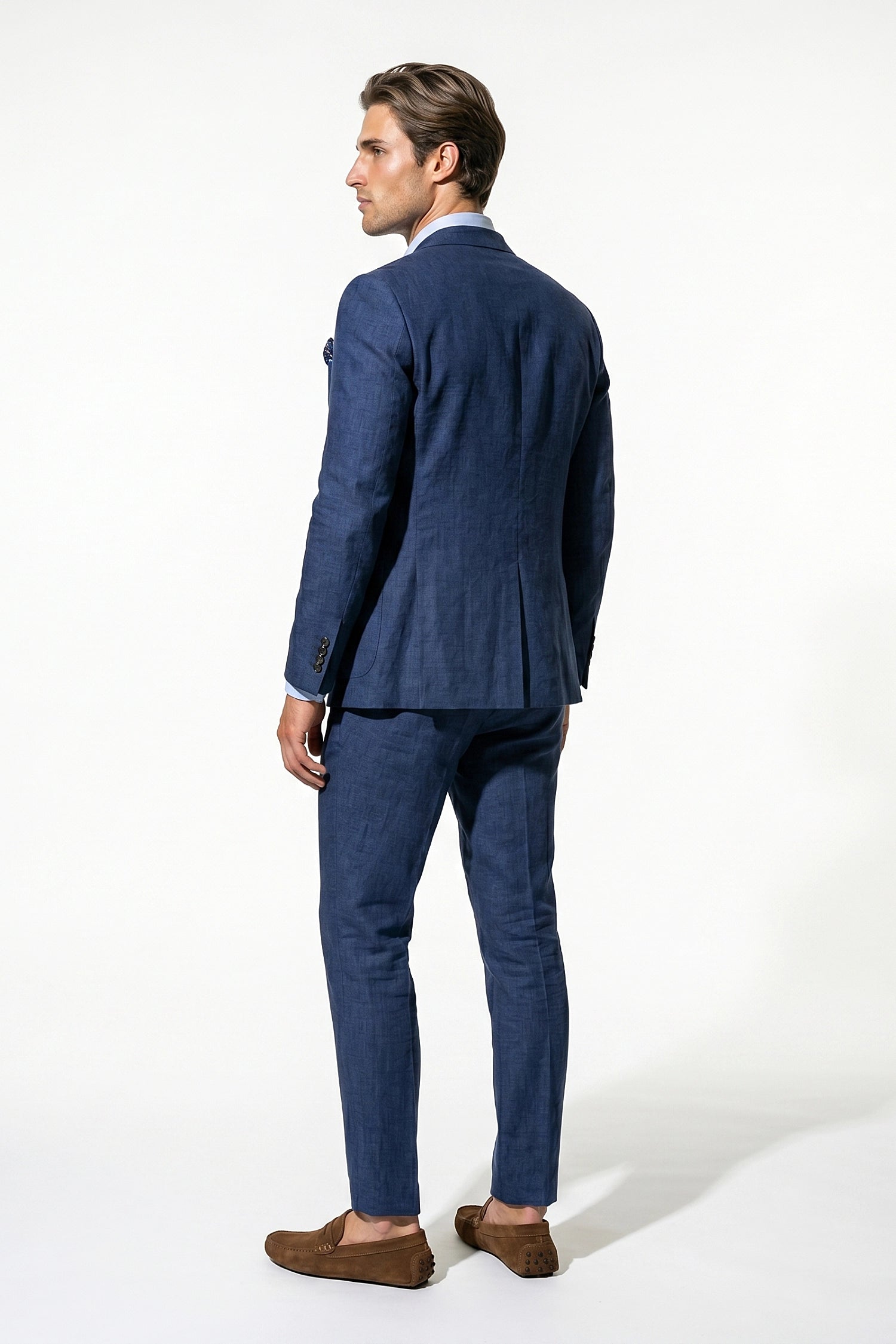 Linen Slim Fit 2 Piece Suit Men - Wedding Guest Trousers Blazer