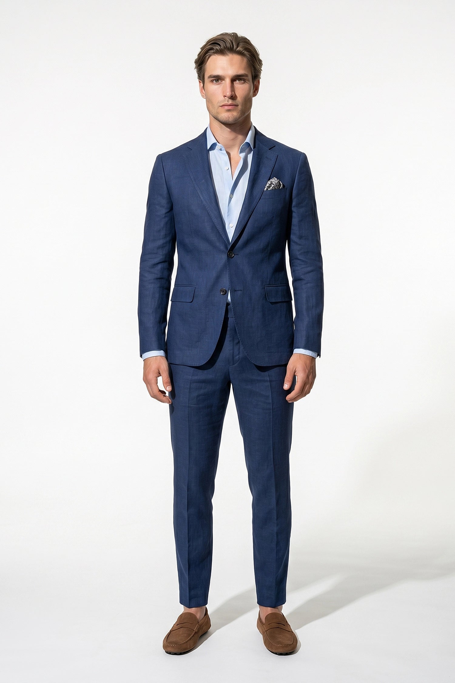 Linen Slim Fit 2 Piece Suit Men - Wedding Guest Trousers Blazer