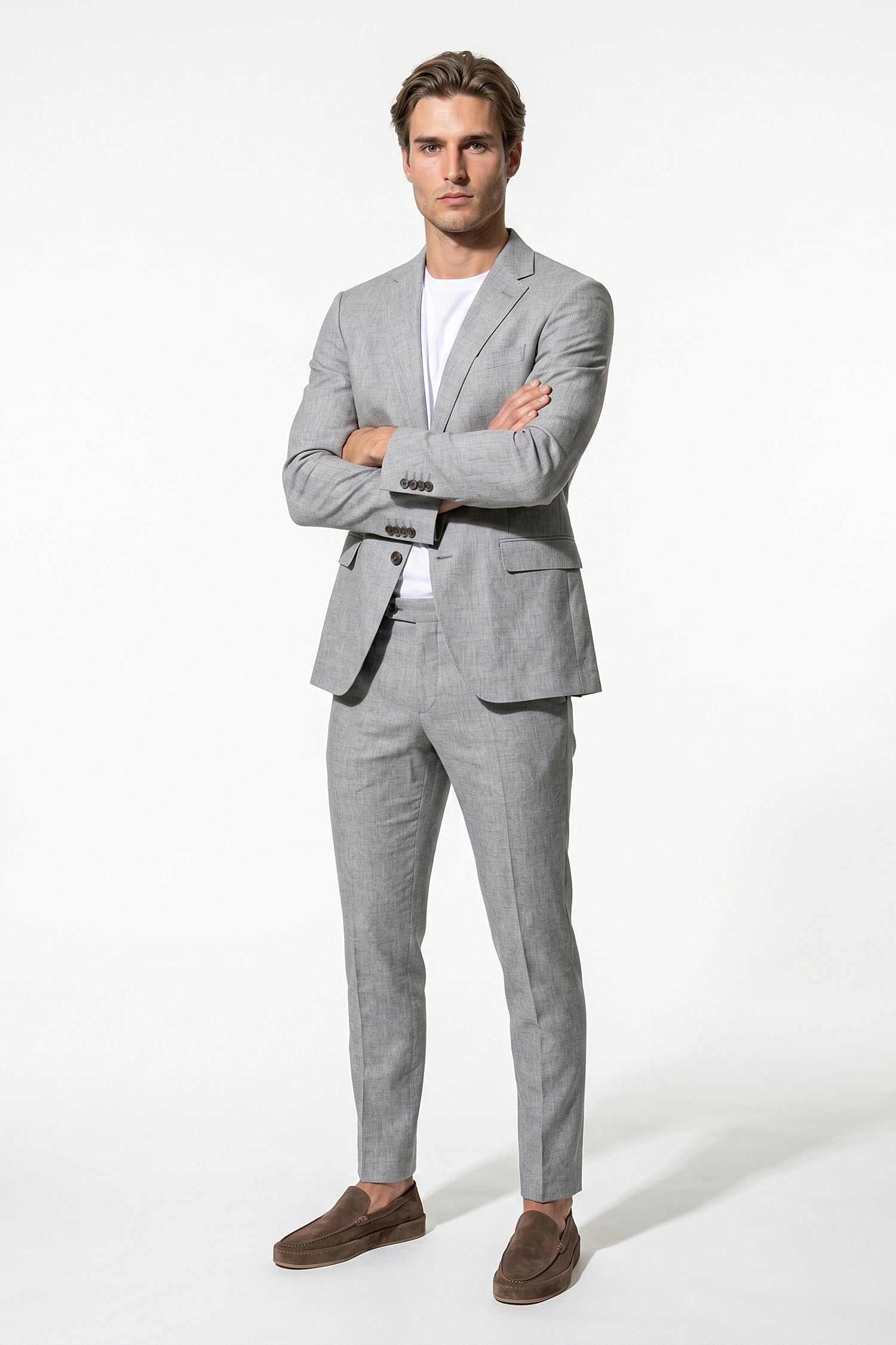 Linen Slim Fit 2 Piece Suit Men - Wedding Guest Trousers Blazer