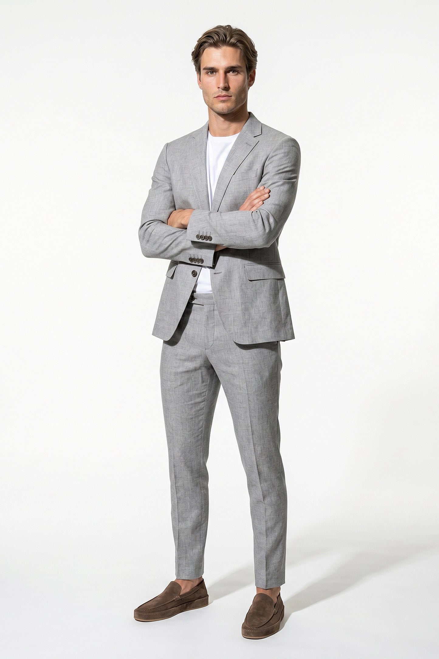 Linen Slim Fit 2 Piece Suit Men - Wedding Guest Trousers Blazer