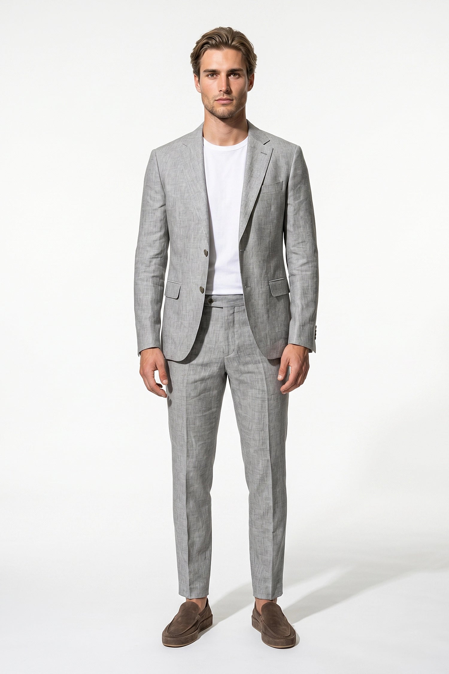 Linen Slim Fit 2 Piece Suit Men - Wedding Guest Trousers Blazer