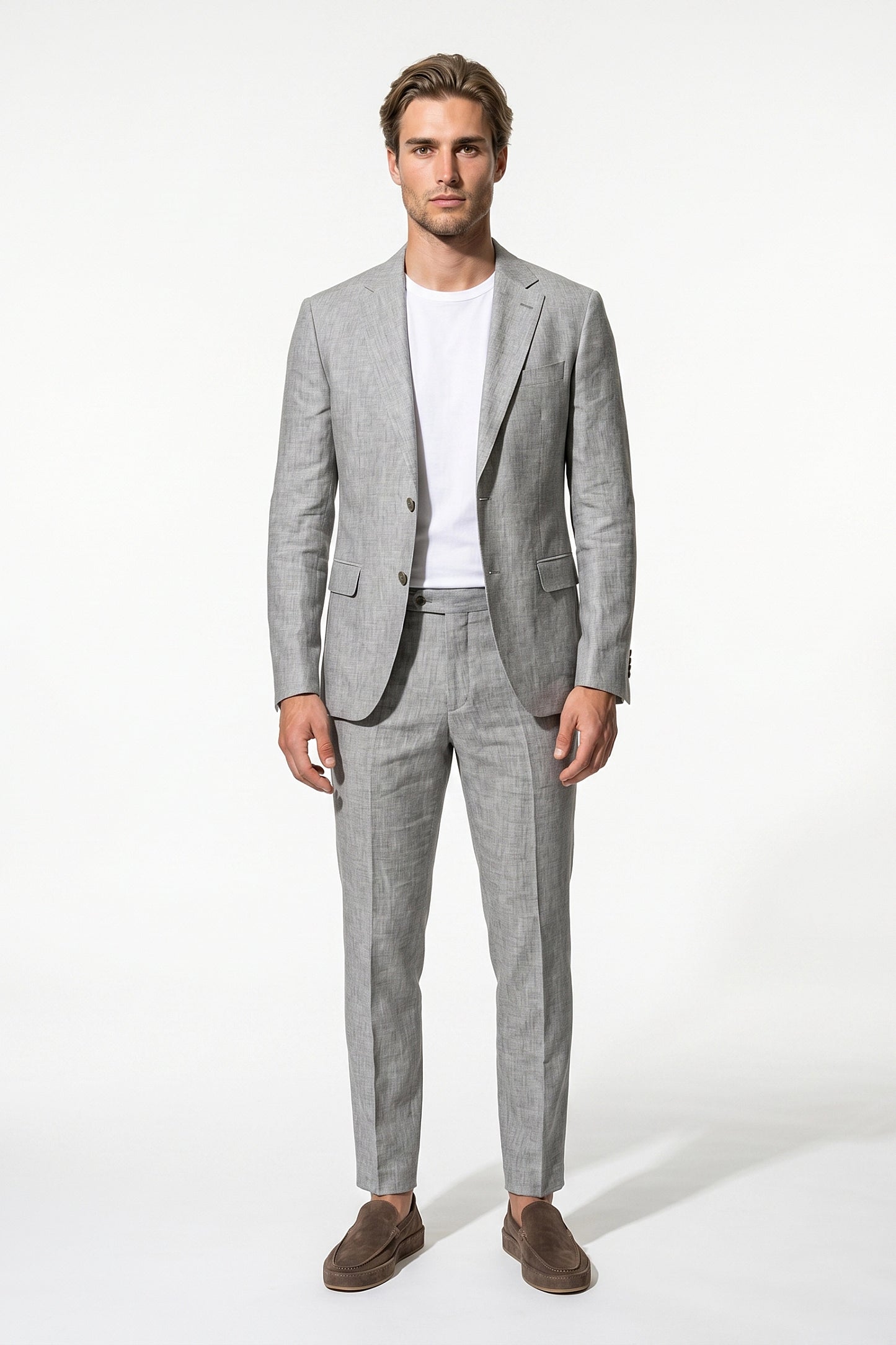 Linen Slim Fit 2 Piece Suit Men - Wedding Guest Trousers Blazer