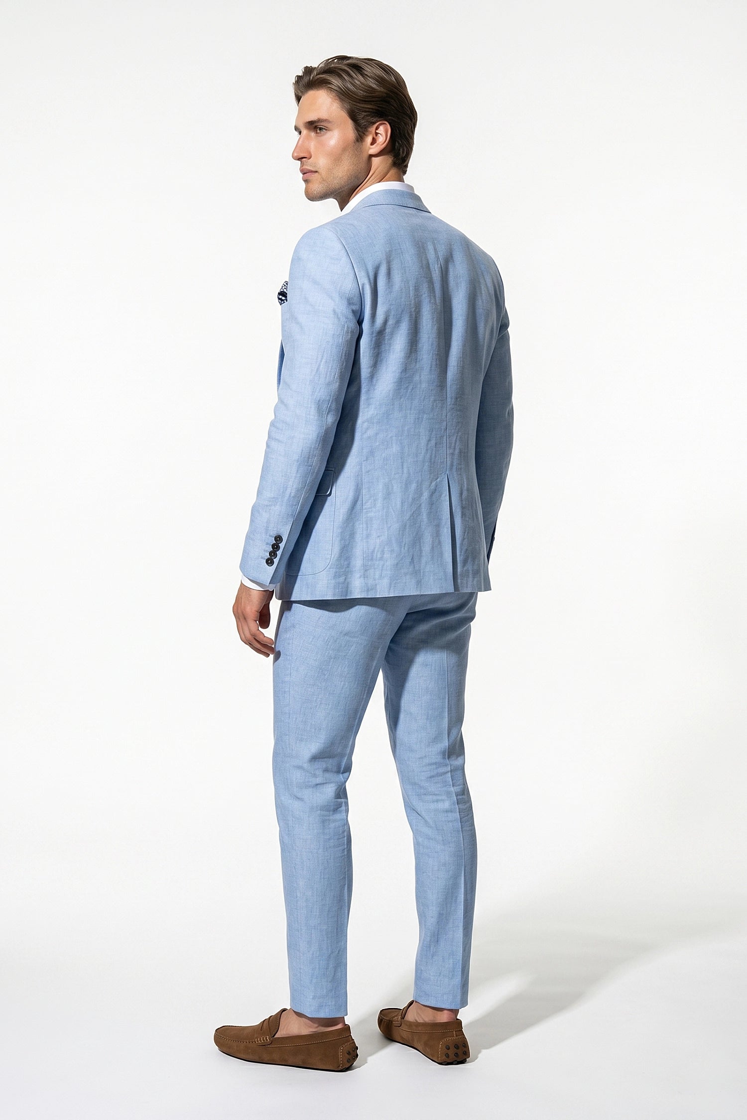 Linen Slim Fit 2 Piece Suit Men - Wedding Guest Trousers Blazer