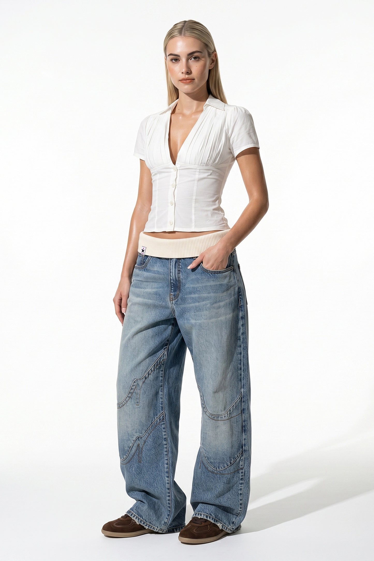 Caurelle | Women’s Baggy Jeans Light Wash Wide Leg
