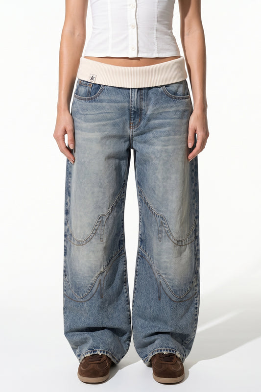 Caurelle | Women’s Baggy Jeans Light Wash Wide Leg