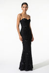 Caurelle | Women’s Formal Maxi Dress Gown with Floral Ribbon Appliques