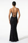 Caurelle | Women’s Formal Maxi Dress Gown with Floral Ribbon Appliques