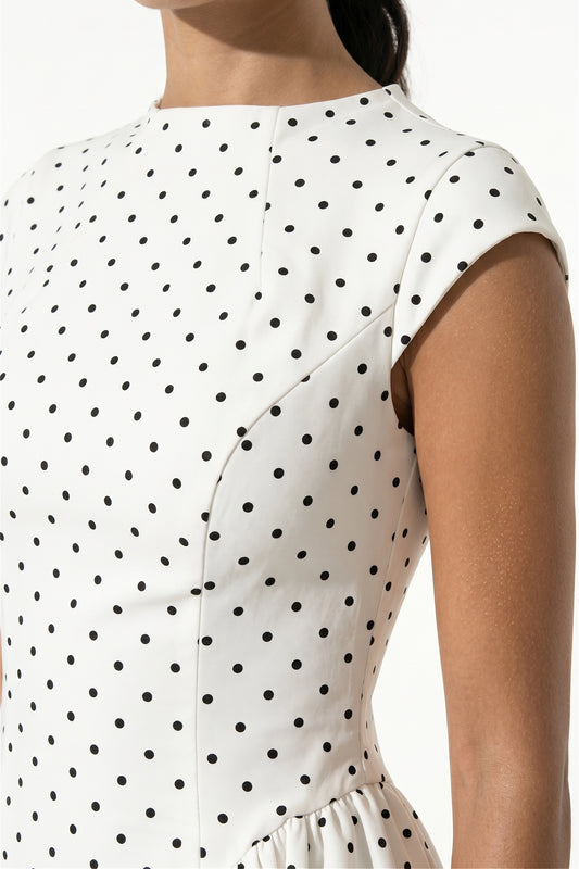 Caurelle | Women’s Polka Dot Maxi Dress High Neck Elegance