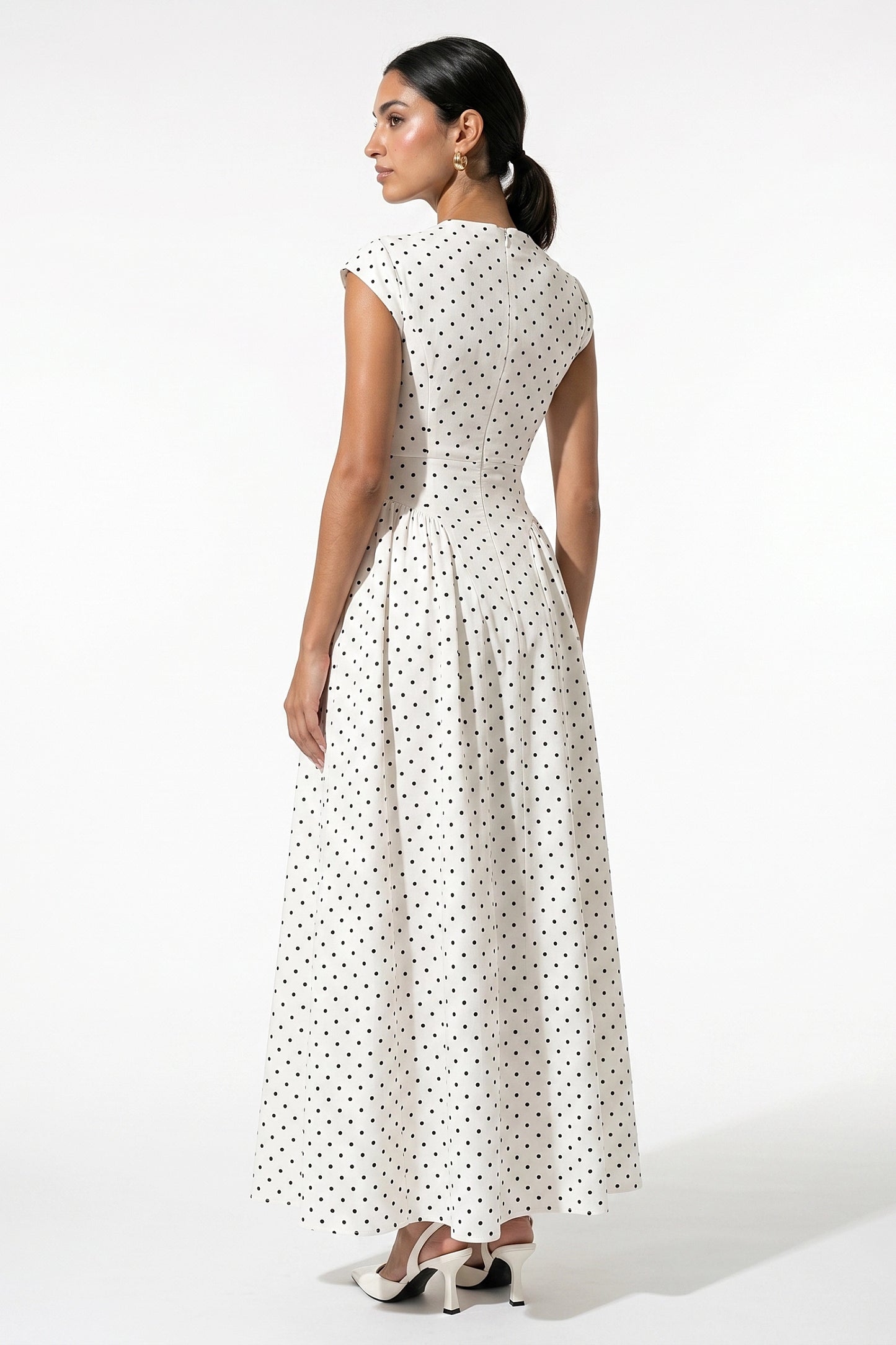 Caurelle | Women’s Polka Dot Maxi Dress High Neck Elegance
