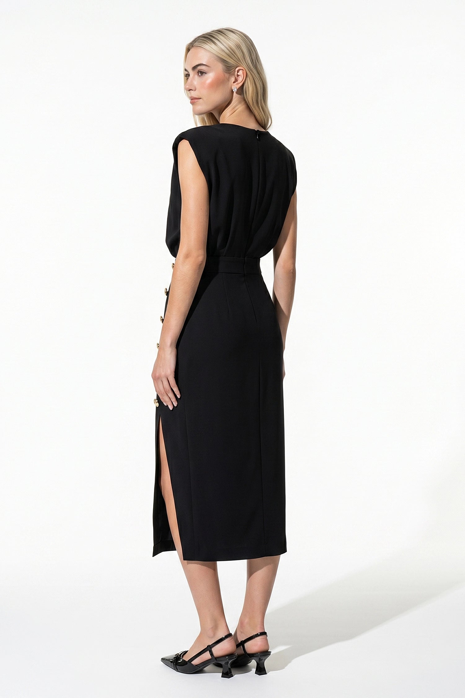 Caurelle | Women’s Structured Midi Dress Elegant Split Hem