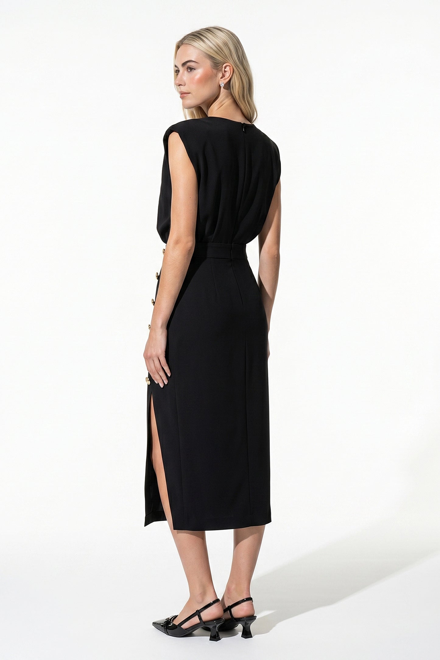 Caurelle | Women’s Structured Midi Dress Elegant Split Hem