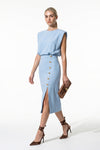 Caurelle | Women’s Structured Midi Dress Elegant Split Hem