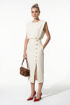 Caurelle | Women’s Structured Midi Dress Elegant Split Hem