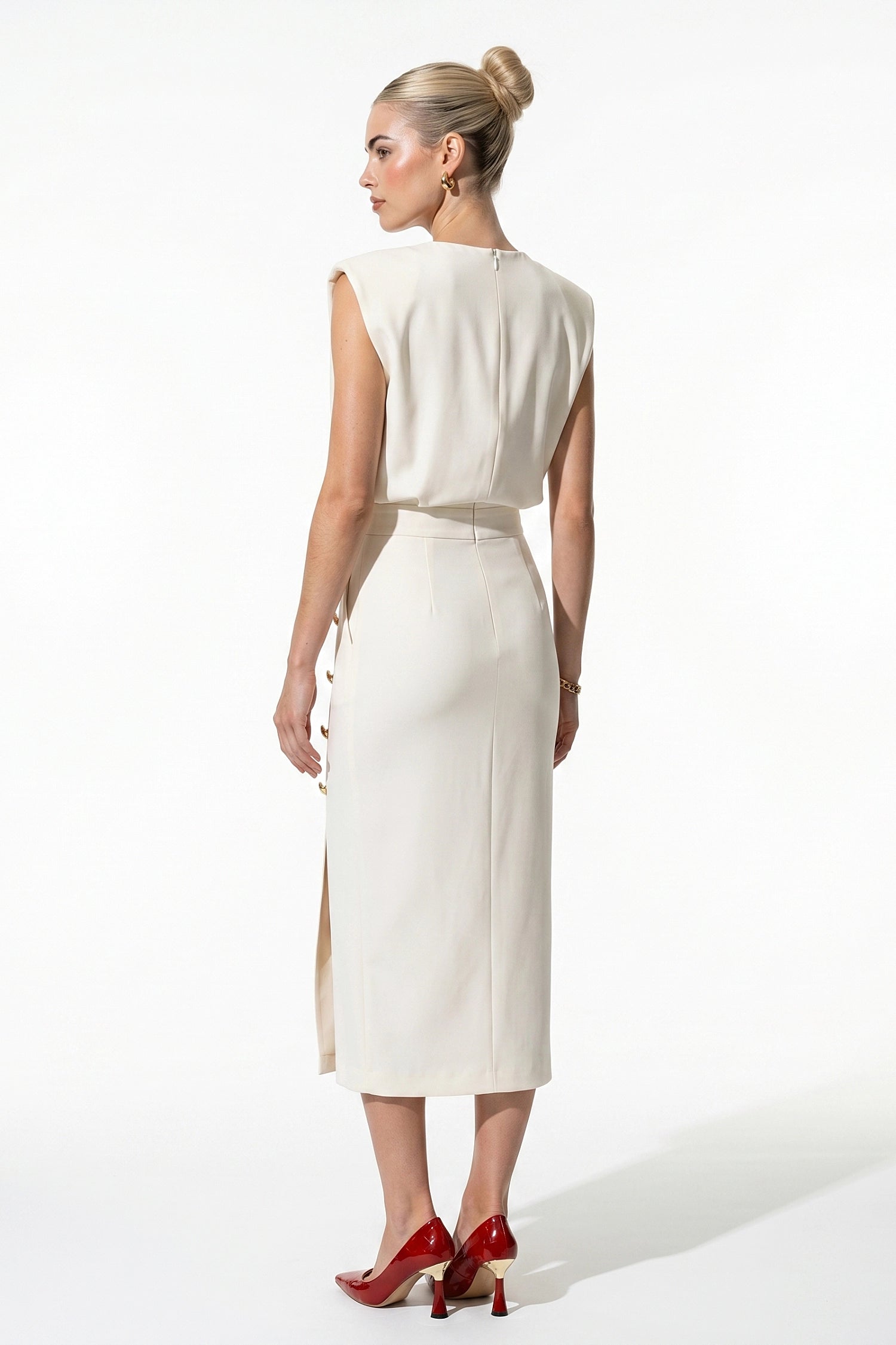Caurelle | Women’s Structured Midi Dress Elegant Split Hem