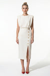 Caurelle | Women’s Structured Midi Dress Elegant Split Hem