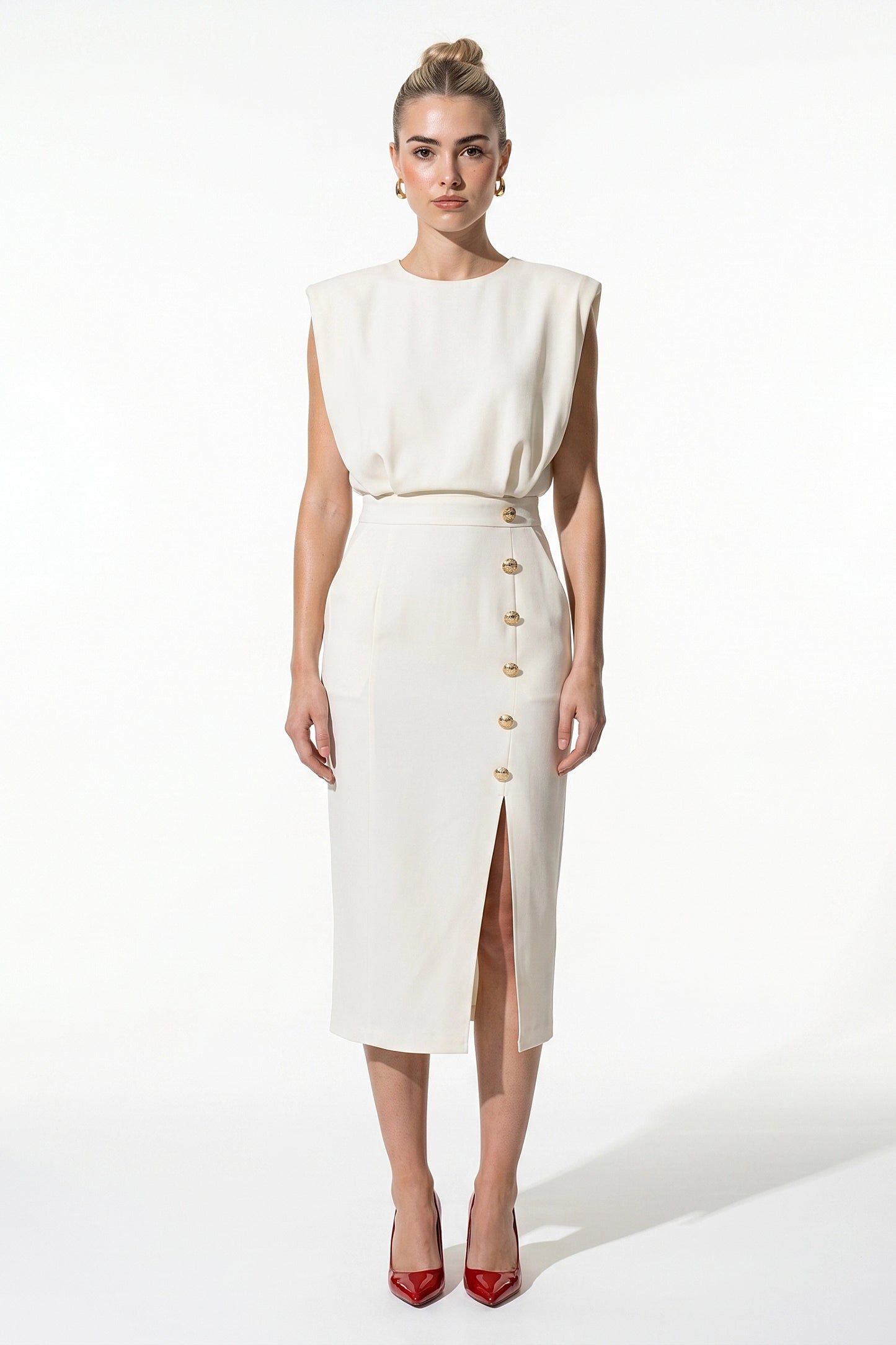 Caurelle | Women’s Structured Midi Dress Elegant Split Hem