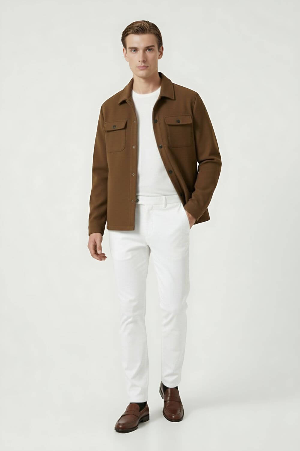 Caurelle | Men’s Overshirt Jacket – Woven Lapel Collar Autumn Winter