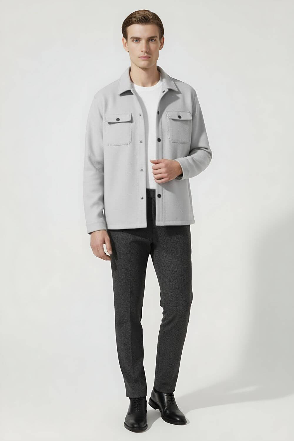 Caurelle | Men’s Overshirt Jacket – Woven Lapel Collar Autumn Winter