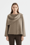 Caurelle | Women’s Plush Winter Coat – Asymmetric Shawl Design