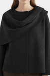 Caurelle | Women’s Plush Winter Coat – Asymmetric Shawl Design