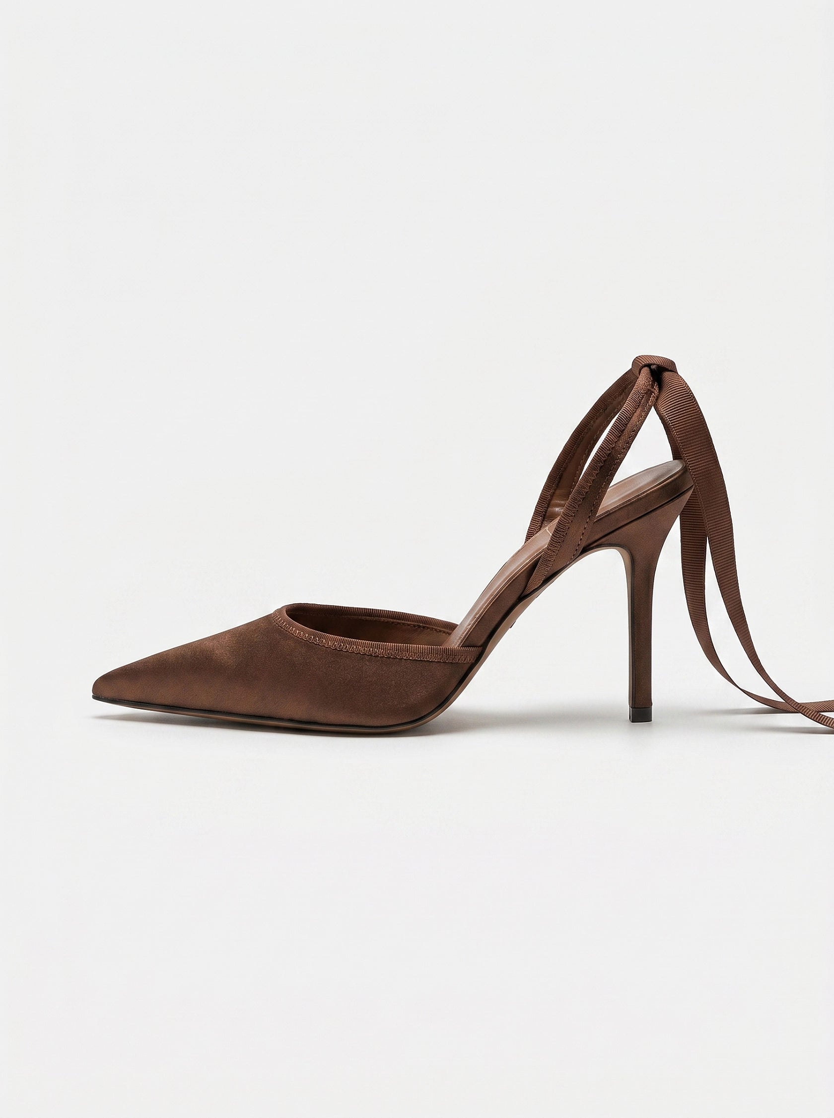 Pointed Toe Tie Up Stiletto Heels For Formal Evening Court Shoes