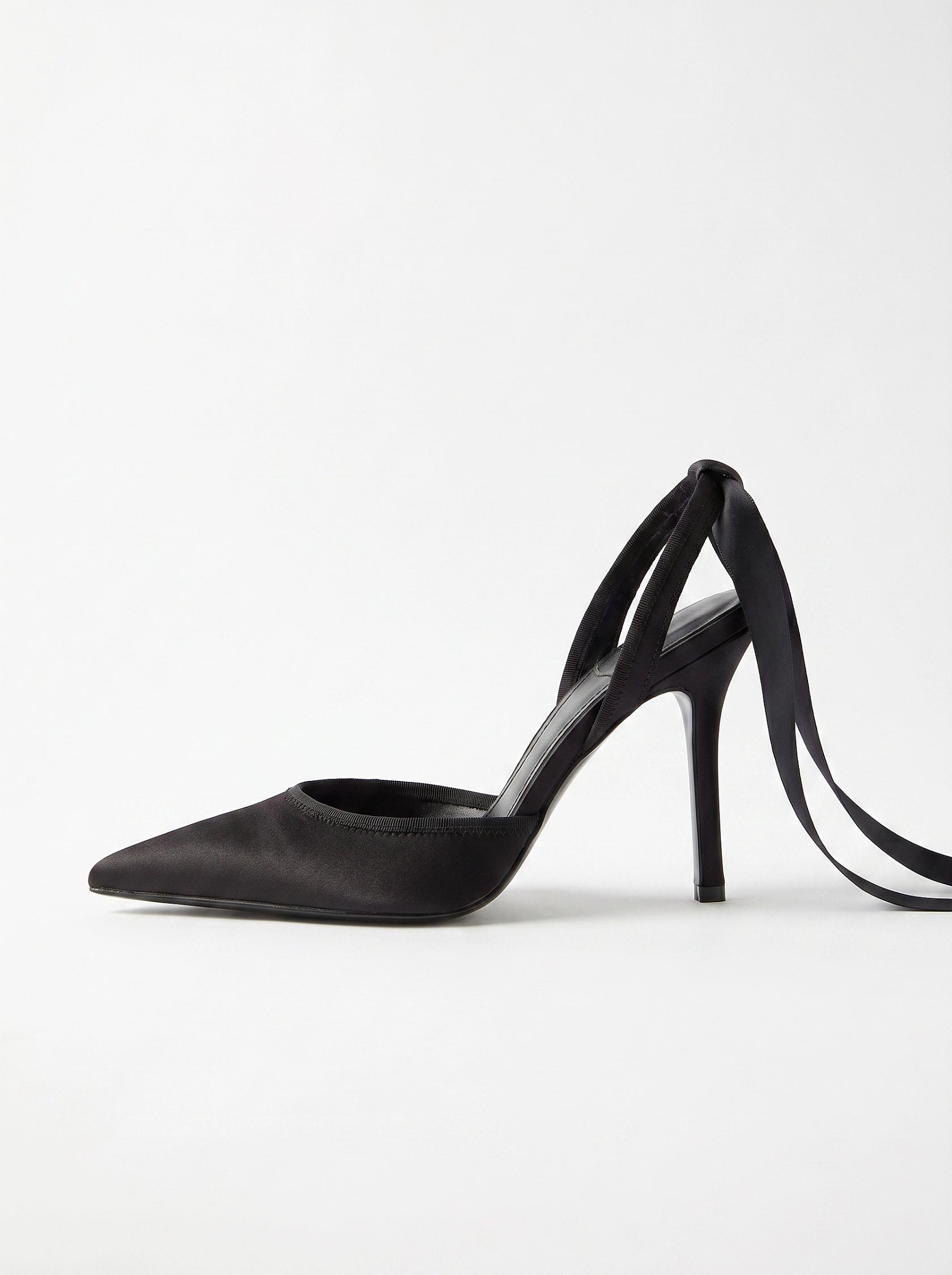 Pointed Toe Tie Up Stiletto Heels For Formal Evening Court Shoes