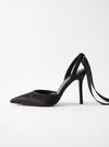 Pointed Toe Tie Up Stiletto Heels For Formal Evening Court Shoes