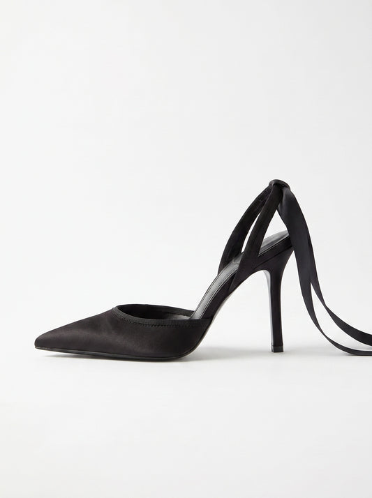 Pointed Toe Tie Up Stiletto Heels For Formal Evening Court Shoes