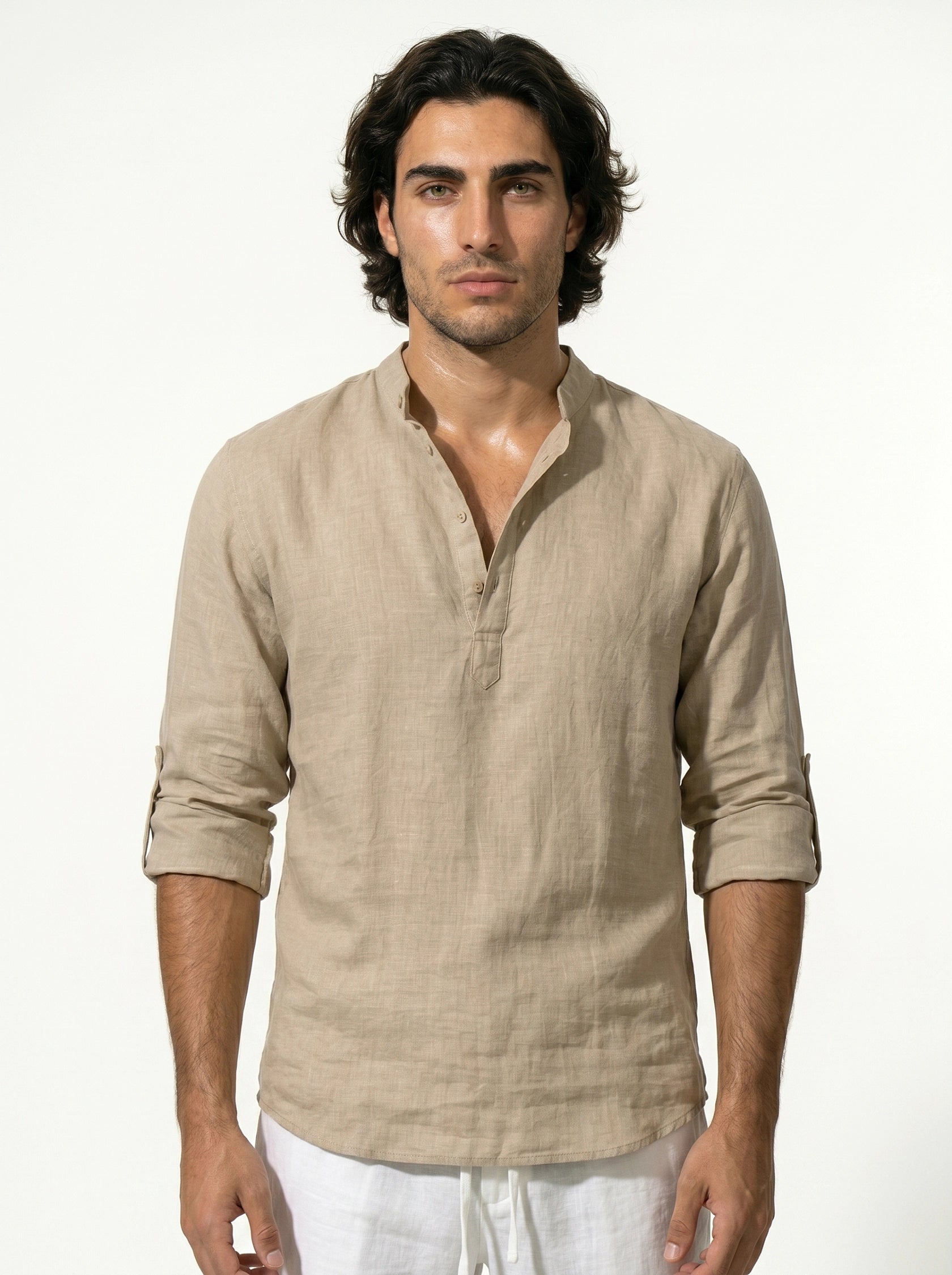 Caurelle | Men’s Linen Style Shirt Lightweight Summer Comfort