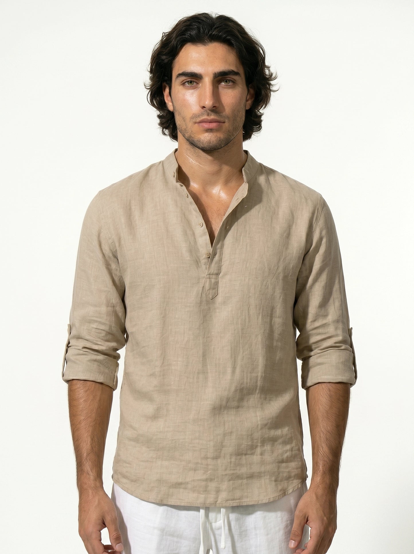 Caurelle | Men’s Linen Style Shirt Lightweight Summer Comfort