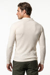 Men’s Winter Comfortable Quarter Zip Ribbed Knit Long Sleeve Polo