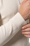 Men’s Winter Comfortable Quarter Zip Ribbed Knit Long Sleeve Polo