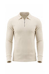 Men’s Winter Comfortable Quarter Zip Ribbed Knit Long Sleeve Polo