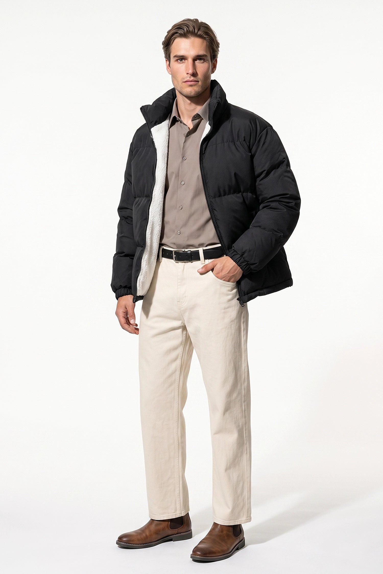 Men's Warm Fleece Lined Puffer Jacket