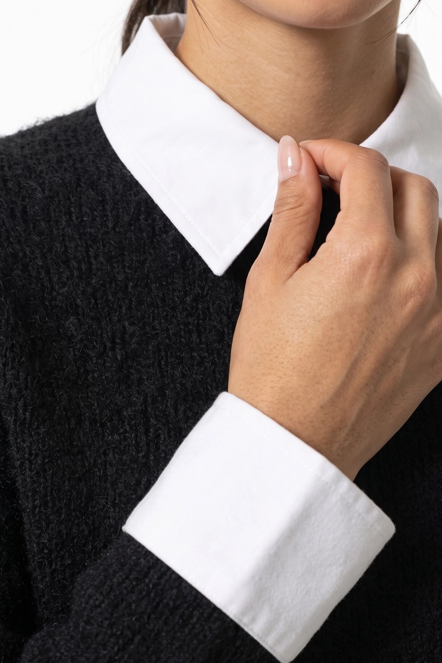 Women's Winter Warm Crew Neck Jumper with Layered Collar
