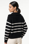 Women's Winter Warm Striped Knit Jumper with Quarter Zip