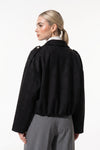 Women's Oversized Suede Bomber Jacket